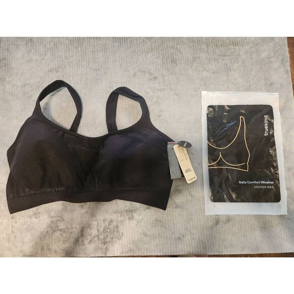 NWT New Truekind Shapermint Daily Comfort Wirefree Shaper Bra 4XL Black - Picture 1 of 5